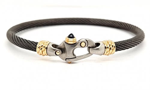 Live Wire 4.5mm Cable Bracelet with Mariner's Clasp® and 14K Gold Ferrules